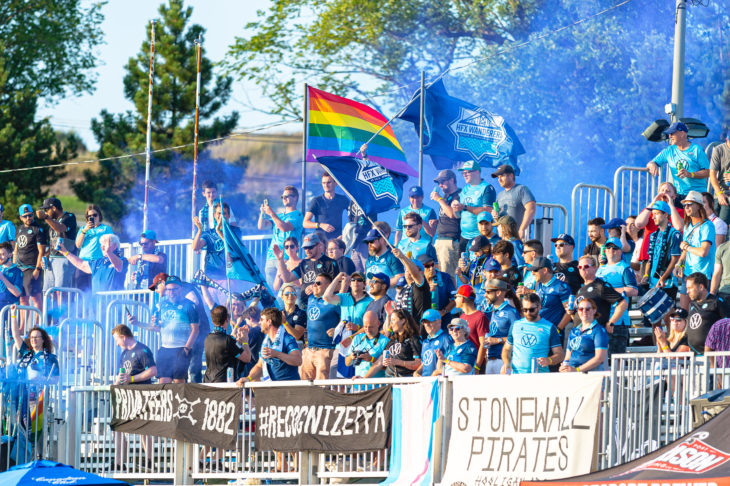 Halifax, Nova Scotia - Aug 17, 2021: during the match between HFX Wanderers FC and AS Blainville at the Wanderers Grounds in Halifax, Nova Scotia. (Trevor MacMillan/HFX Wanderers FC)